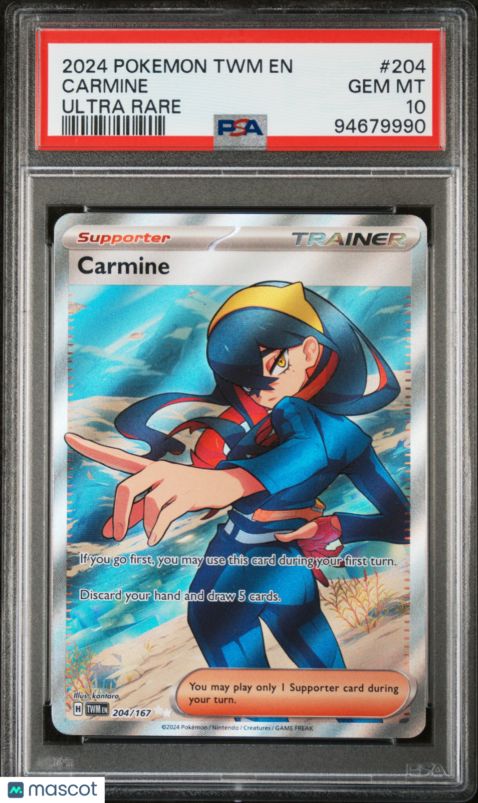 2024 Pokemon TWM EN-Twilight Masquerade Carmine Ultra Rare PSA 10 #204