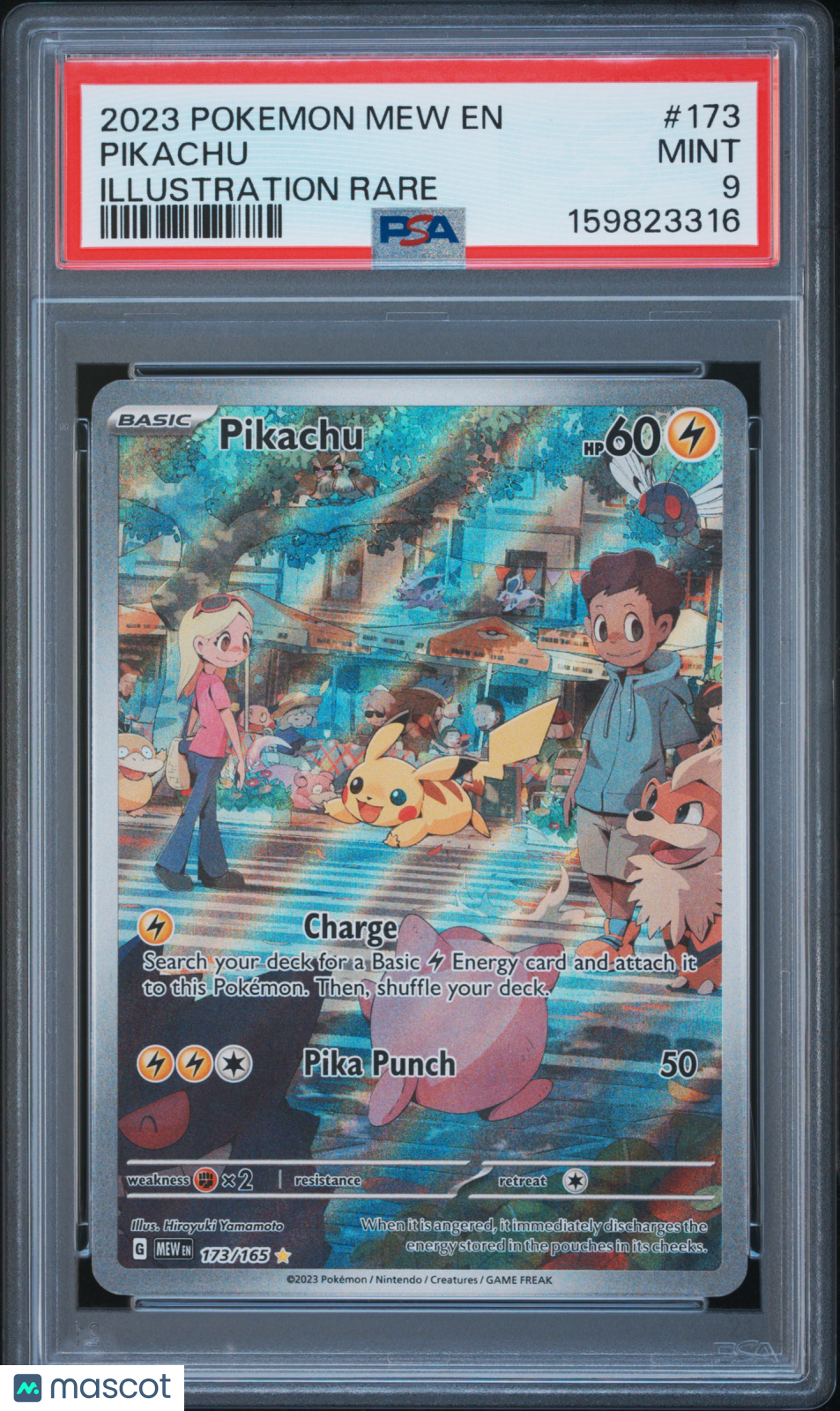 2023 Pokemon Mew EN-151 Pikachu #173 Illustration Rare PSA 9