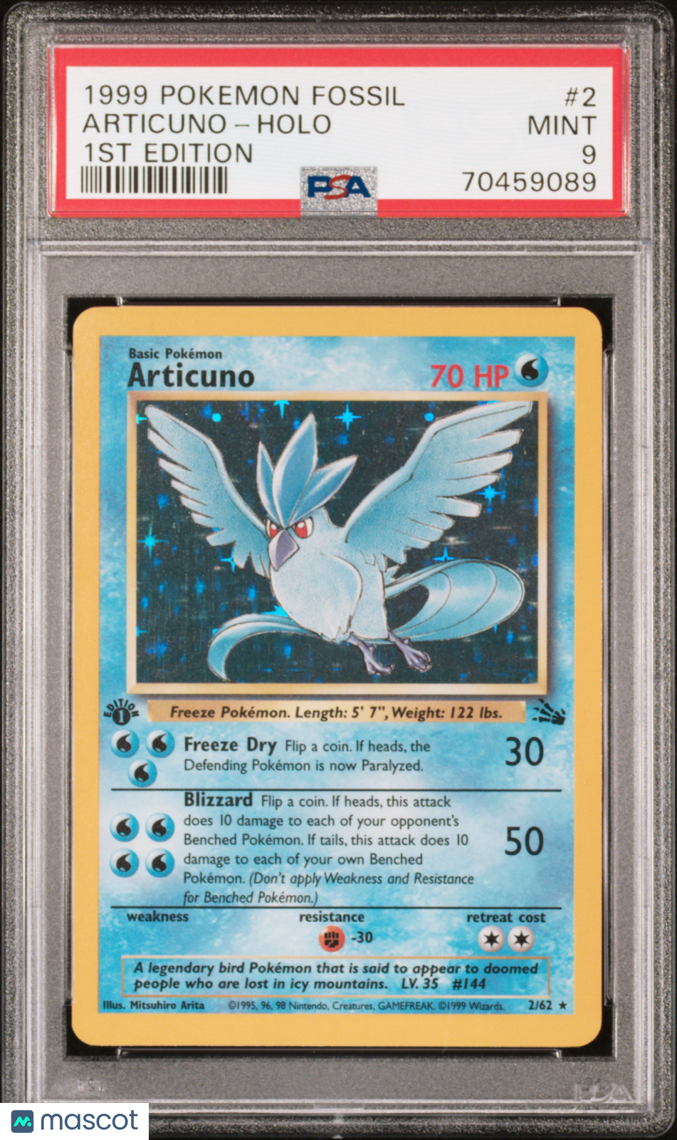 1999 Pokemon Fossil Articuno #2 1st Edition PSA 9