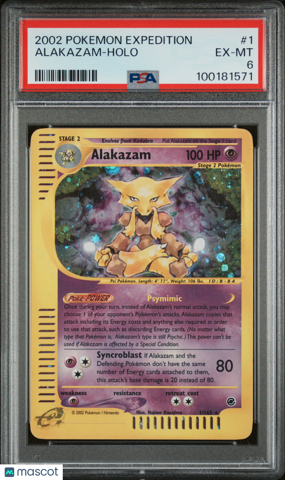 2002 Pokemon Expedition Alakazam #1 PSA 6