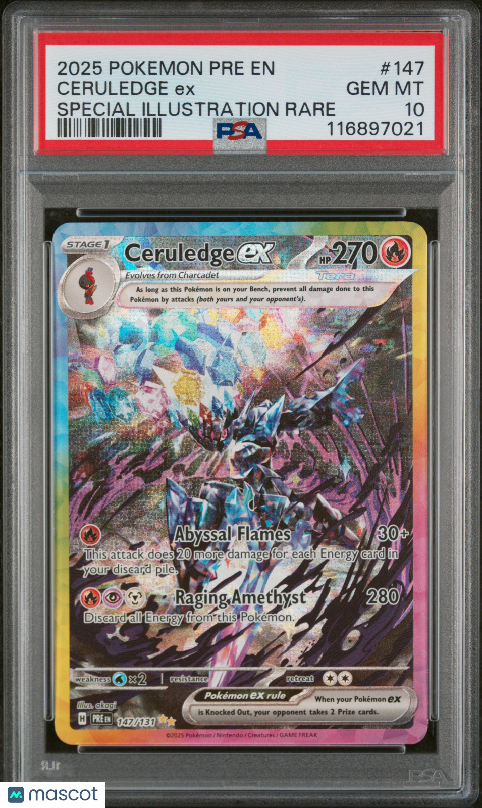 2025 Pokemon Pre EN-Prismatic Evolutions Ceruledge EX #147 Special Illustration Rare PSA 10