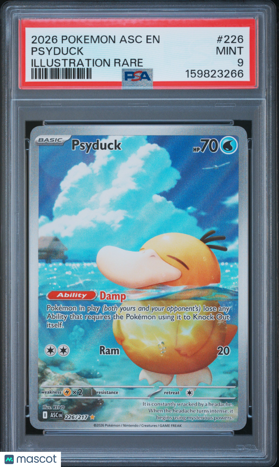 2026 Pokemon Asc EN-Ascended Heroes Psyduck #226 Illustration Rare PSA 9