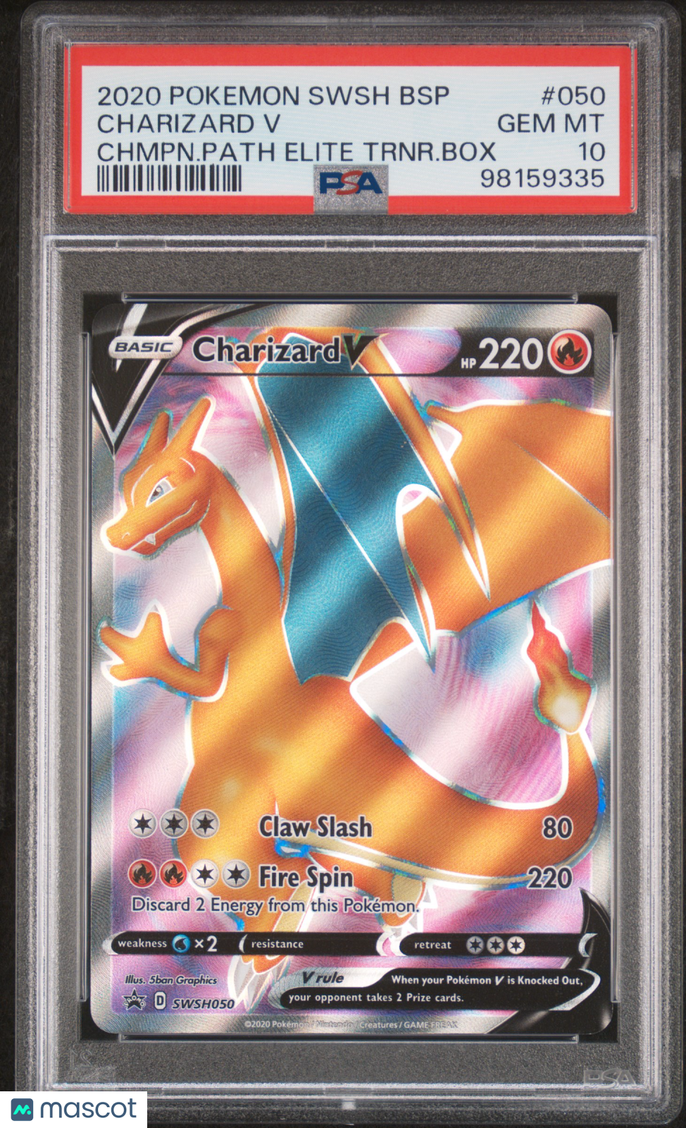 2020 Pokemon Swsh Black Star Promo Charizard V #050 Chmpn.Path Elite Trnr.Box PSA 10