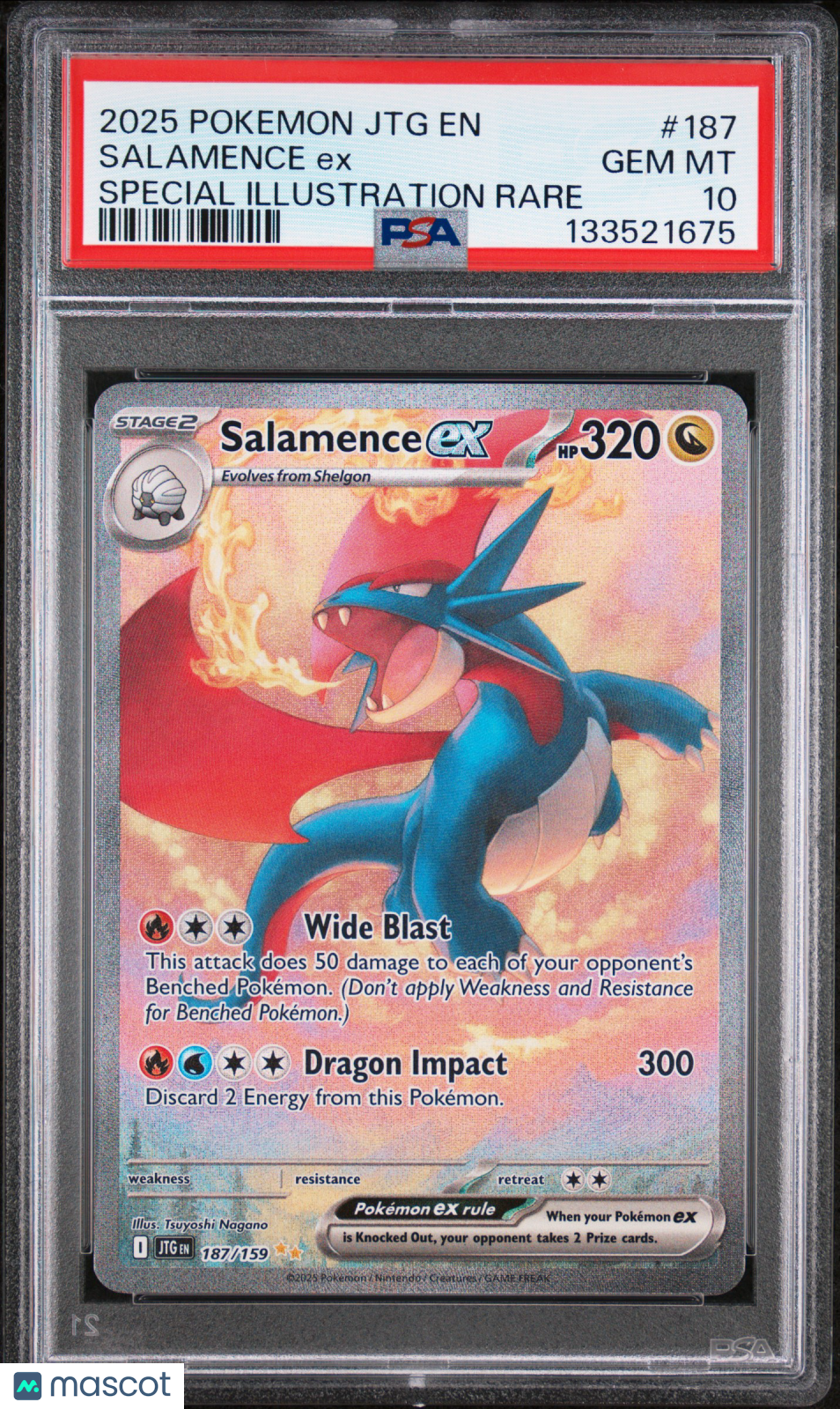 2025 Pokemon JTG EN-Journey Together Salamence EX #187 Special Illustration Rare PSA 10