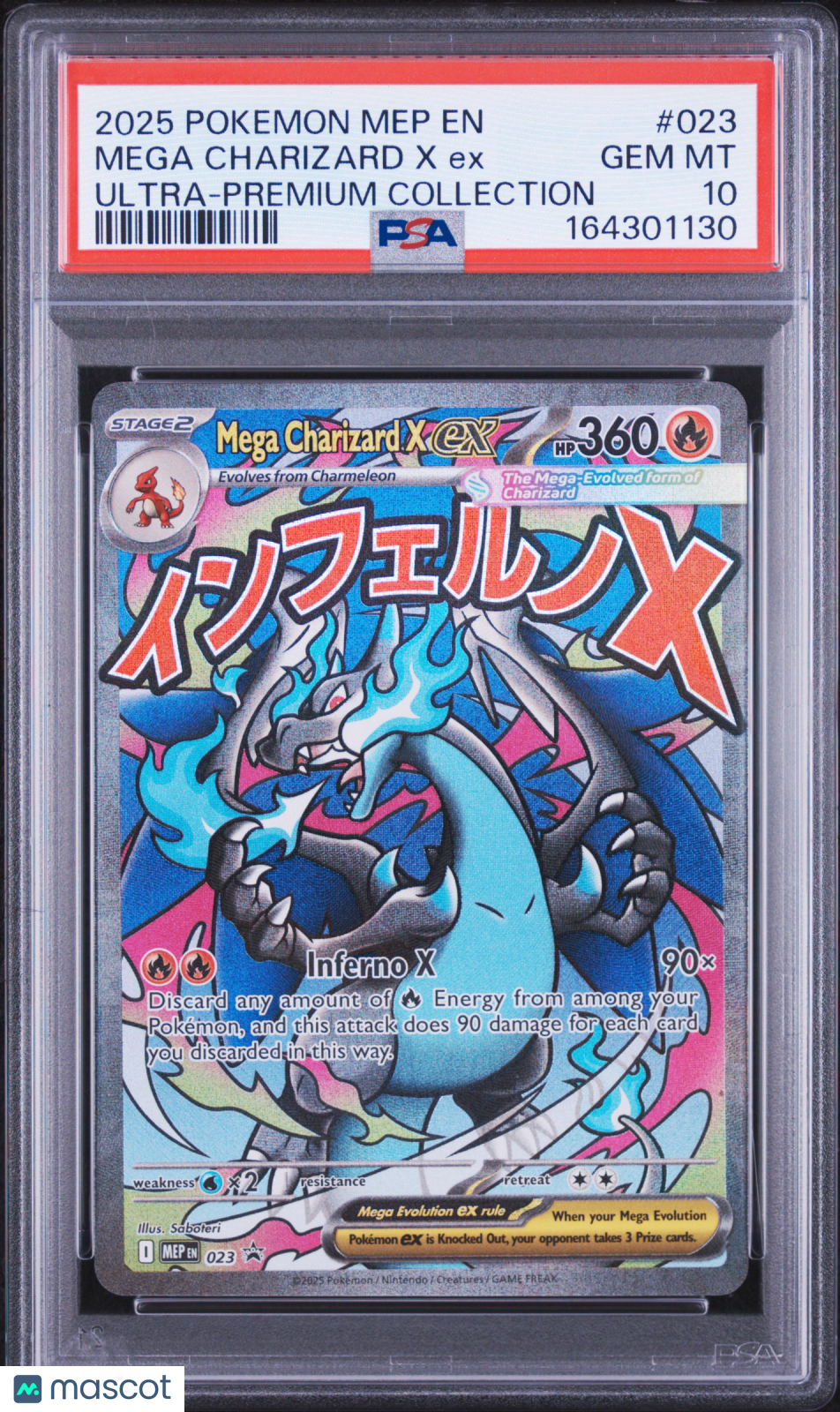 2025 Pokemon Mep EN-Me Black Star Promo Mega Charizard X EX #023 Ultra-Premium Collection PSA 10