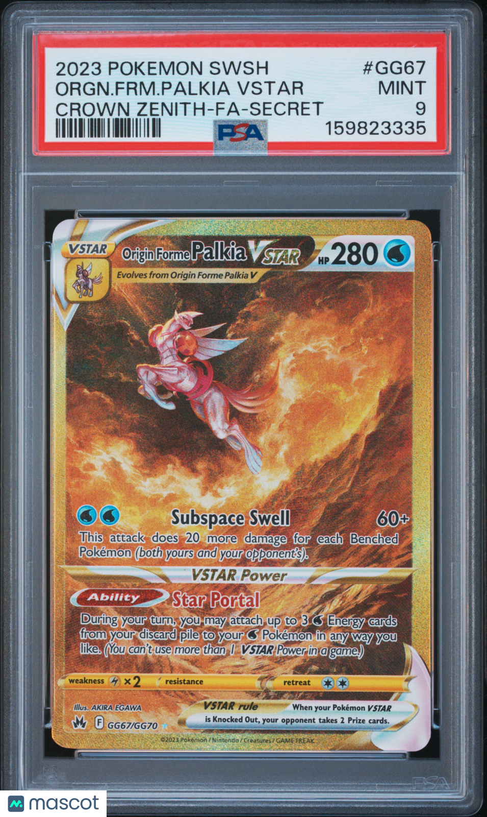 2023 Pokemon Sword And Shield Crown Zenith Orgn. FRM. Palkia VSTAR #GG67 Crown Zenith-Fa-Secret PSA 9