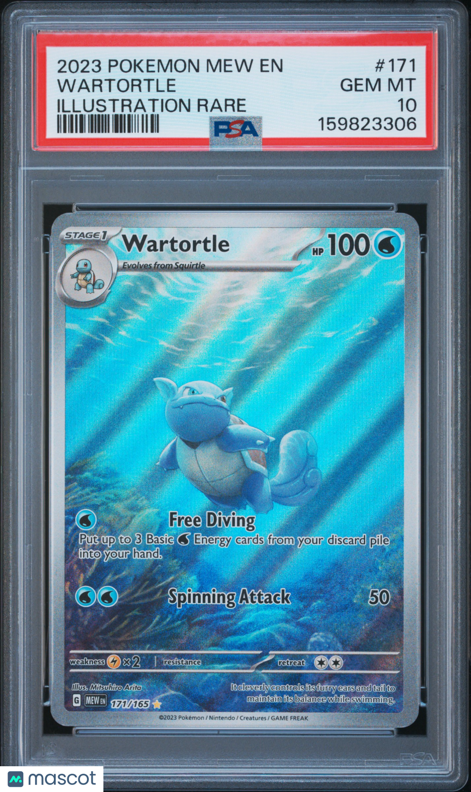2023 Pokemon Mew EN-151 Wartortle #171 Illustration Rare PSA 10