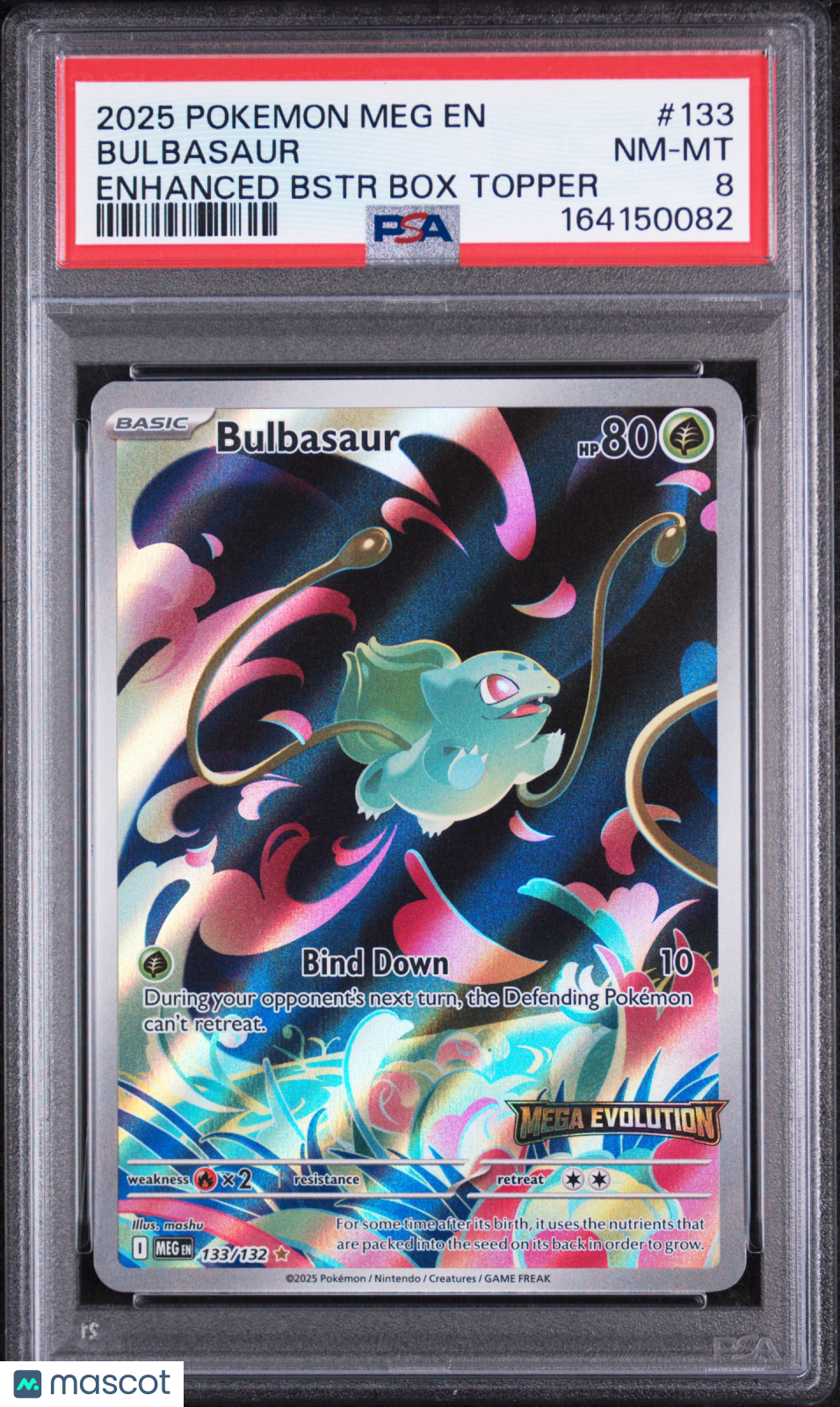 2025 Pokemon Meg EN-Mega Evolution Bulbasaur #133 Enhanced Bstr Box Topper PSA 8