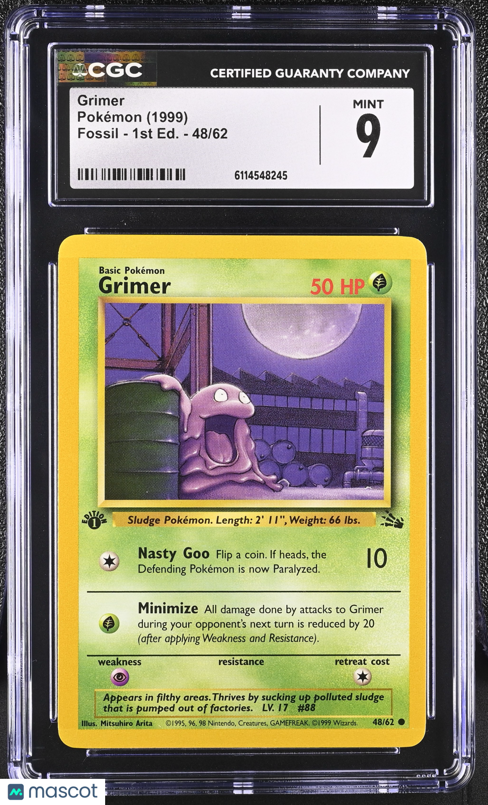 1999 Pokemon Grimer #48/62 48/62 1st Edition CGC 9