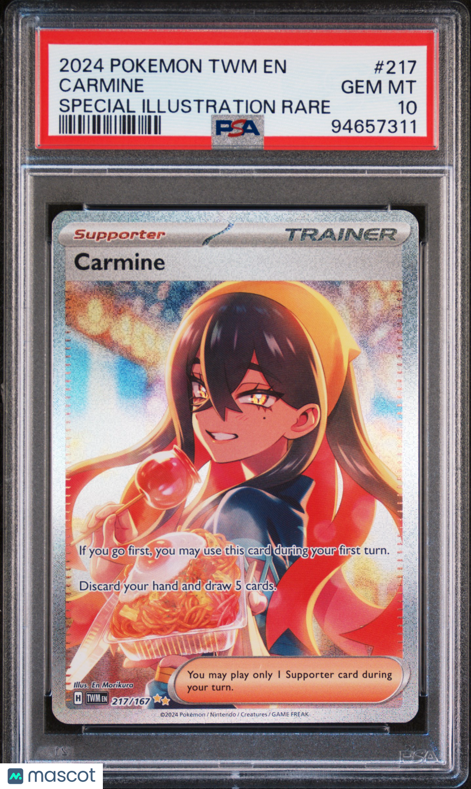 2024 Pokemon TWM EN-Twilight Masquerade Carmine #217 Special Illustration Rare PSA 10