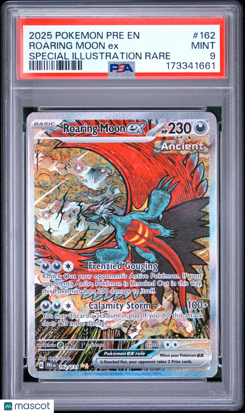2025 Pokemon Pre EN-Prismatic Evolutions Roaring Moon EX #162 Special Illustration Rare PSA 9