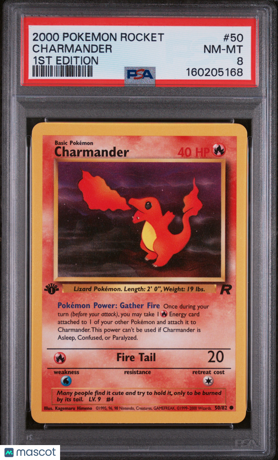 2000 Pokemon Rocket Charmander #50 1st Edition PSA 8