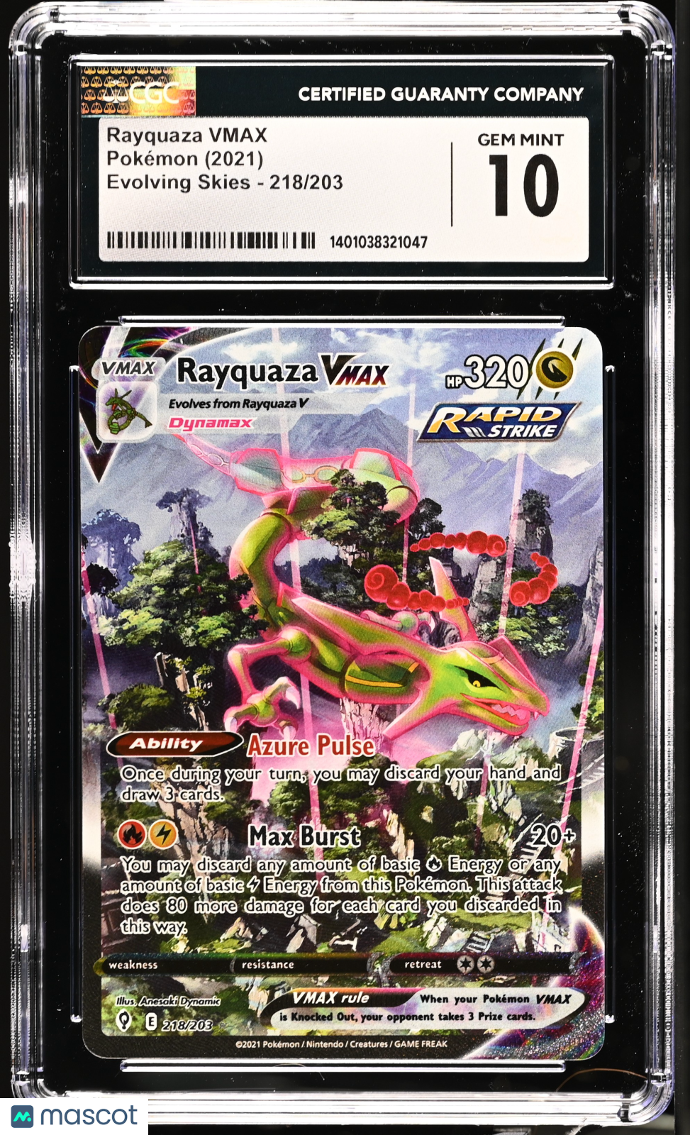 2021 Pokemon Rayquaza VMAX #218/203 Secret Rare CGC 10
