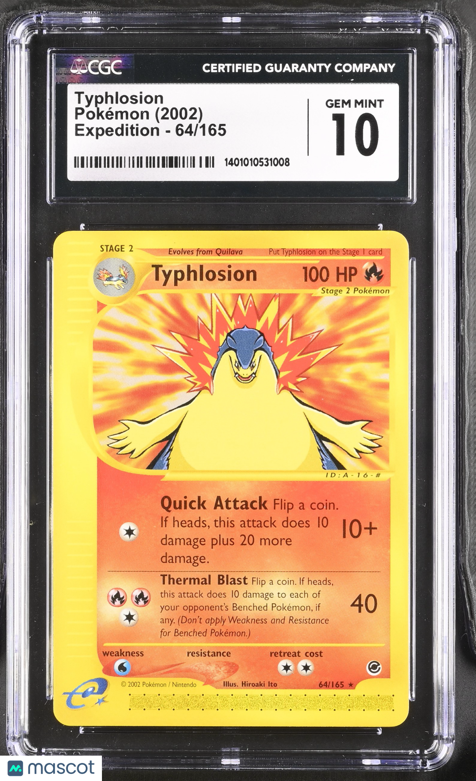 2002 Pokemon Typhlosion #64/165 64/165 CGC 10
