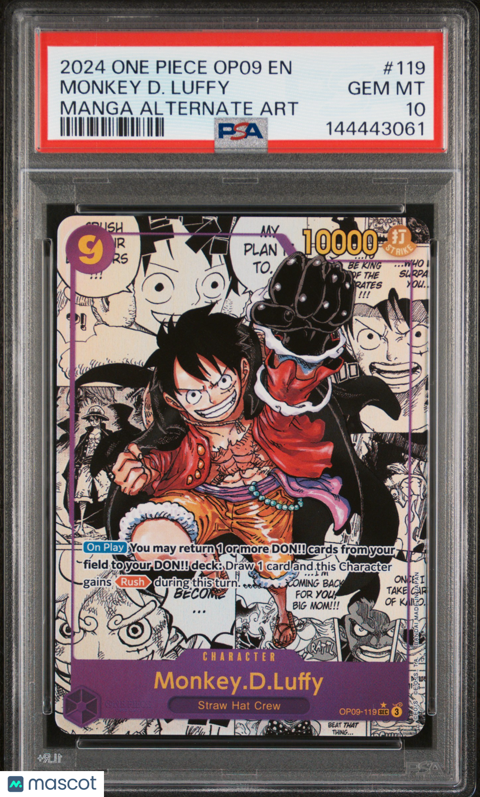 2024 One Piece Op09-Emperors In The New World Monkey D. Luffy #119 Manga Alternate Art PSA 10