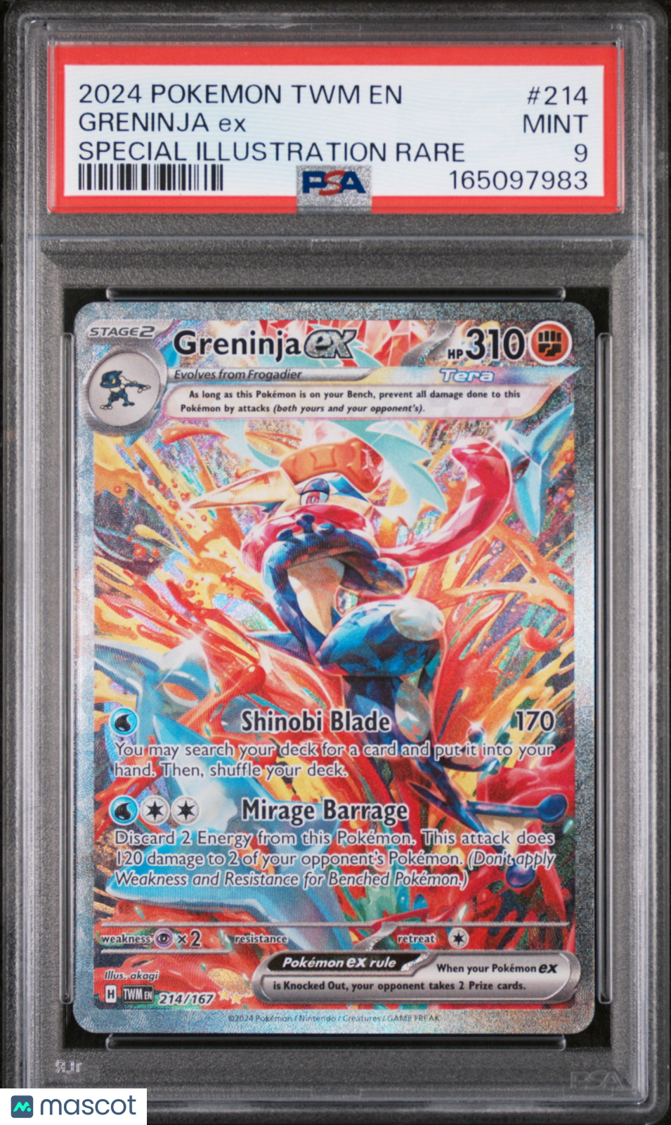 2024 Pokemon TWM EN-Twilight Masquerade Greninja EX #214 Special Illustration Rare PSA 9