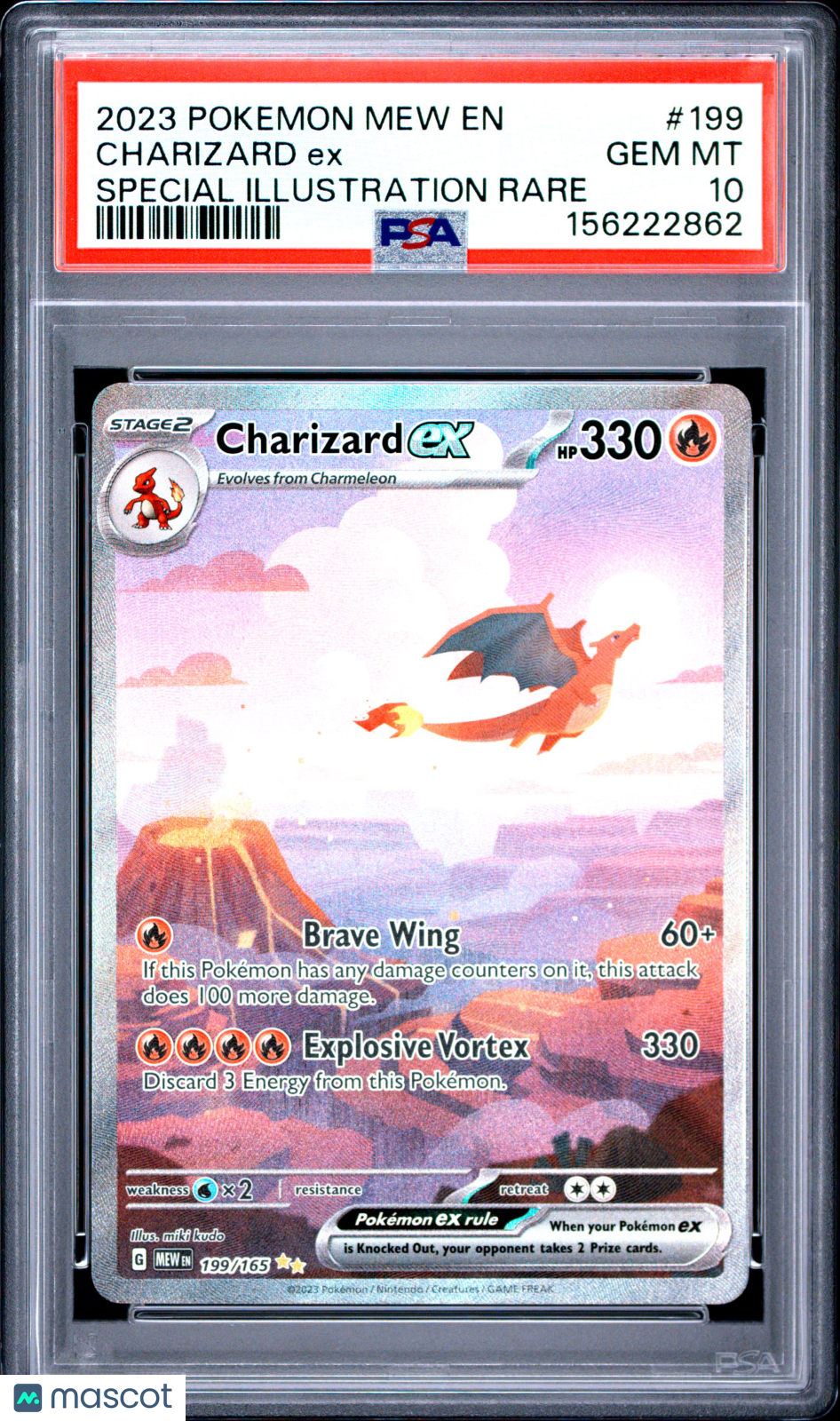 2023 Pokemon Mew EN-151 Charizard EX #199 Special Illustration Rare PSA 10