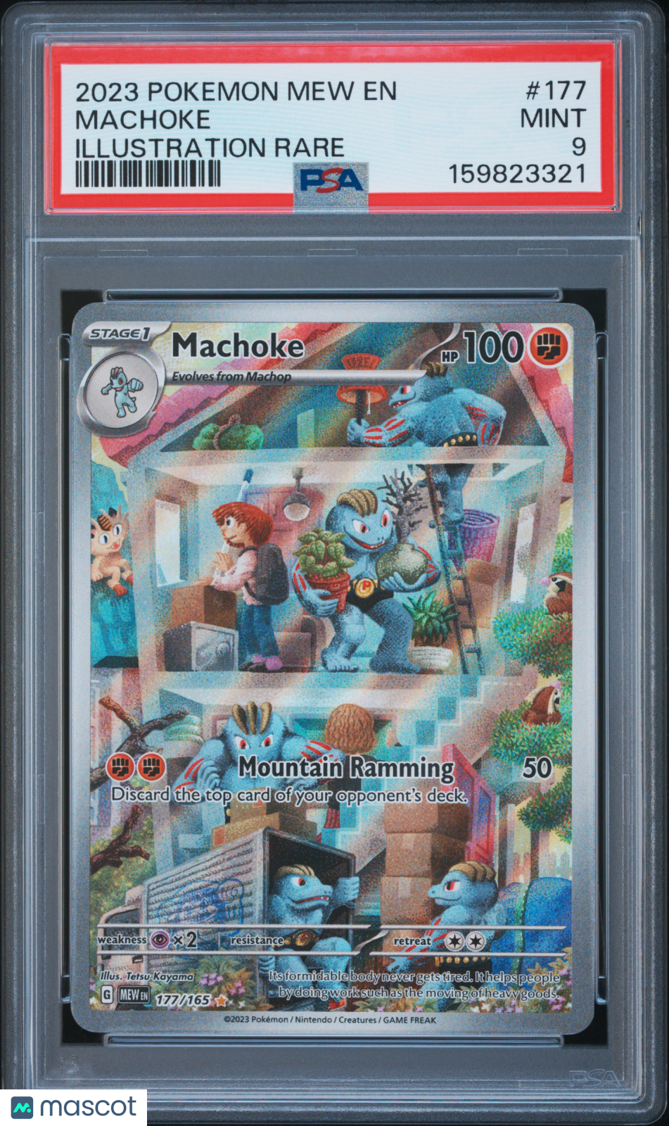 2023 Pokemon Mew EN-151 Machoke #177 Illustration Rare PSA 9