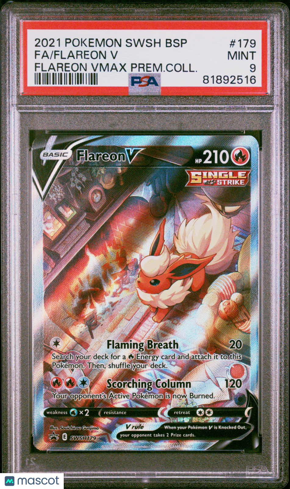 2021 Pokemon Swsh Black Star Promo Flareon V #179 Flareon VMAX Prem.Coll. Fa PSA 9