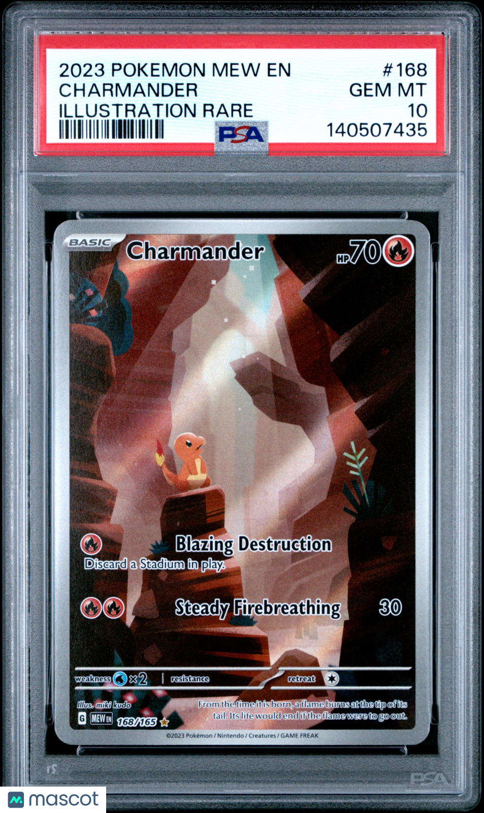 2023 Pokemon Mew EN-151 Charmander #168 Illustration Rare PSA 10