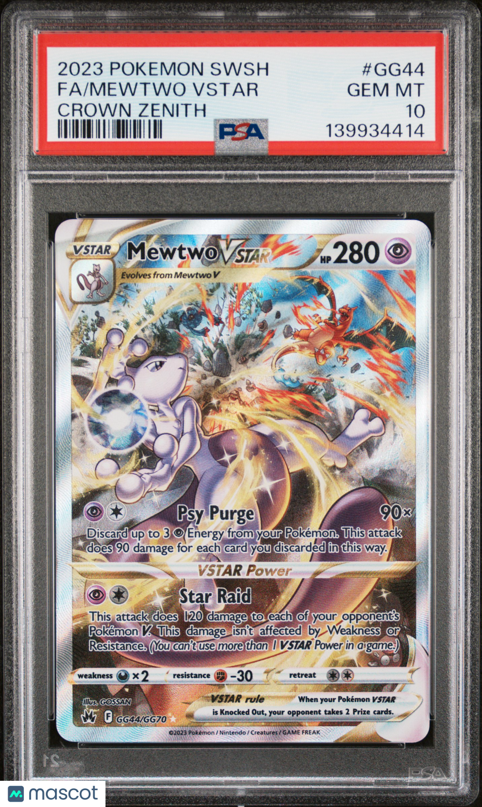 2023 Pokemon Sword And Shield Crown Zenith Mewtwo VSTAR #GG44 Crown Zenith Fa PSA 10