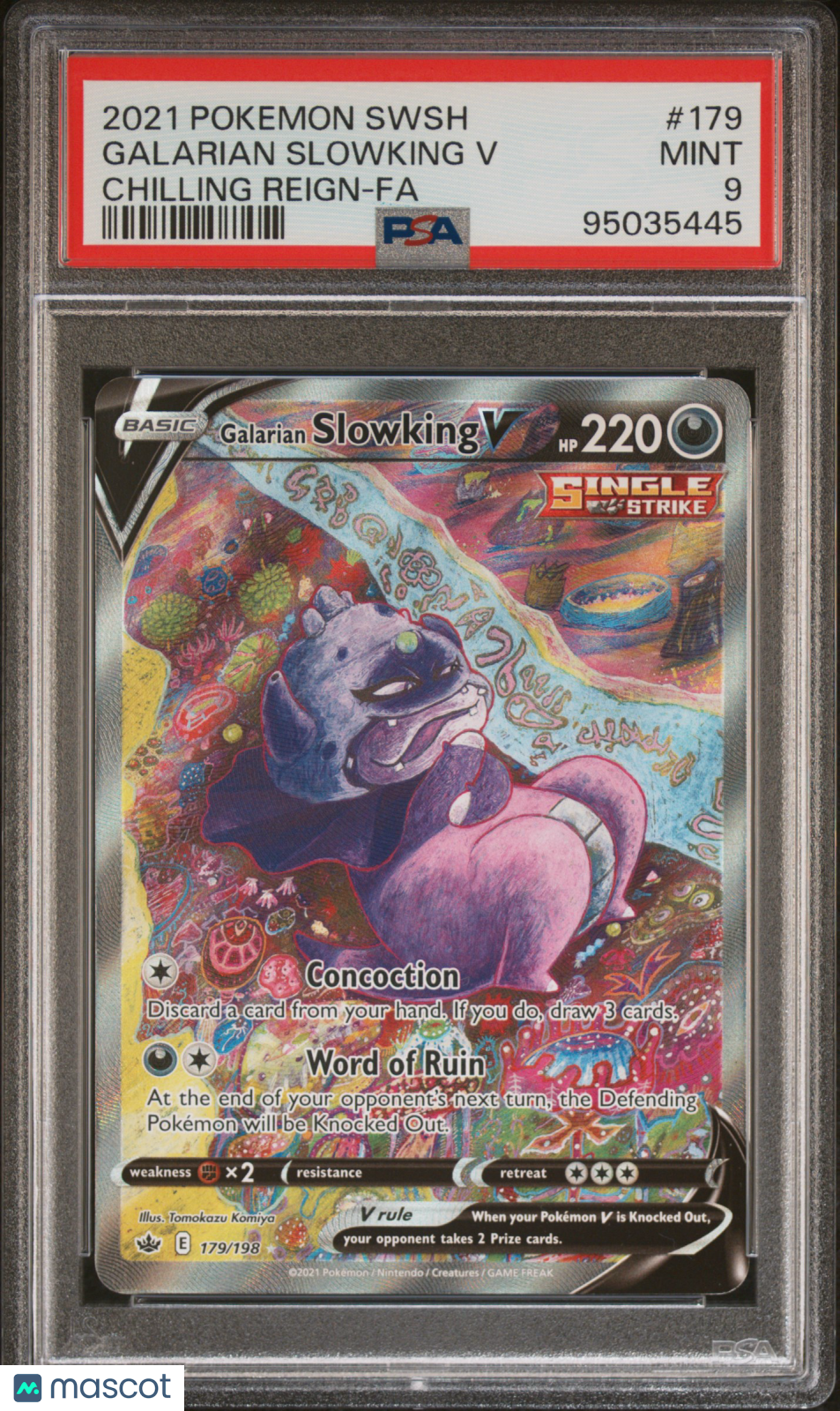 2021 Pokemon Sword & Shield Chilling Reign Galarian Slowking V #179 Chilling Reign-Fa PSA 9