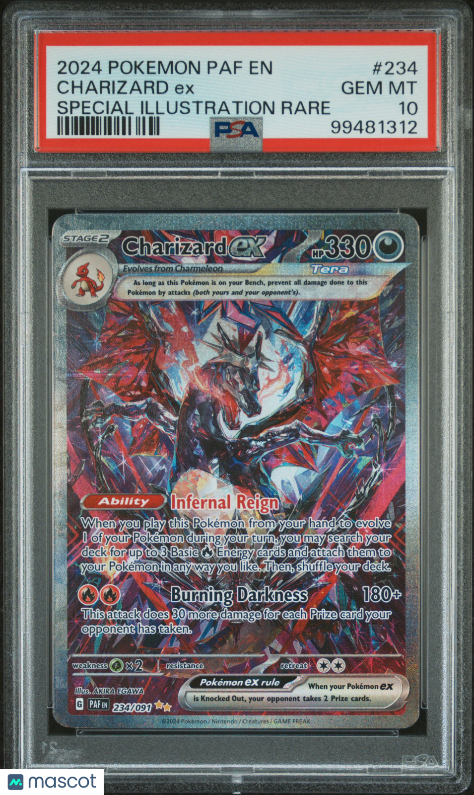 2024 Pokemon Paf EN-Paldean Fates Charizard EX #234 Special Illustration Rare PSA 10