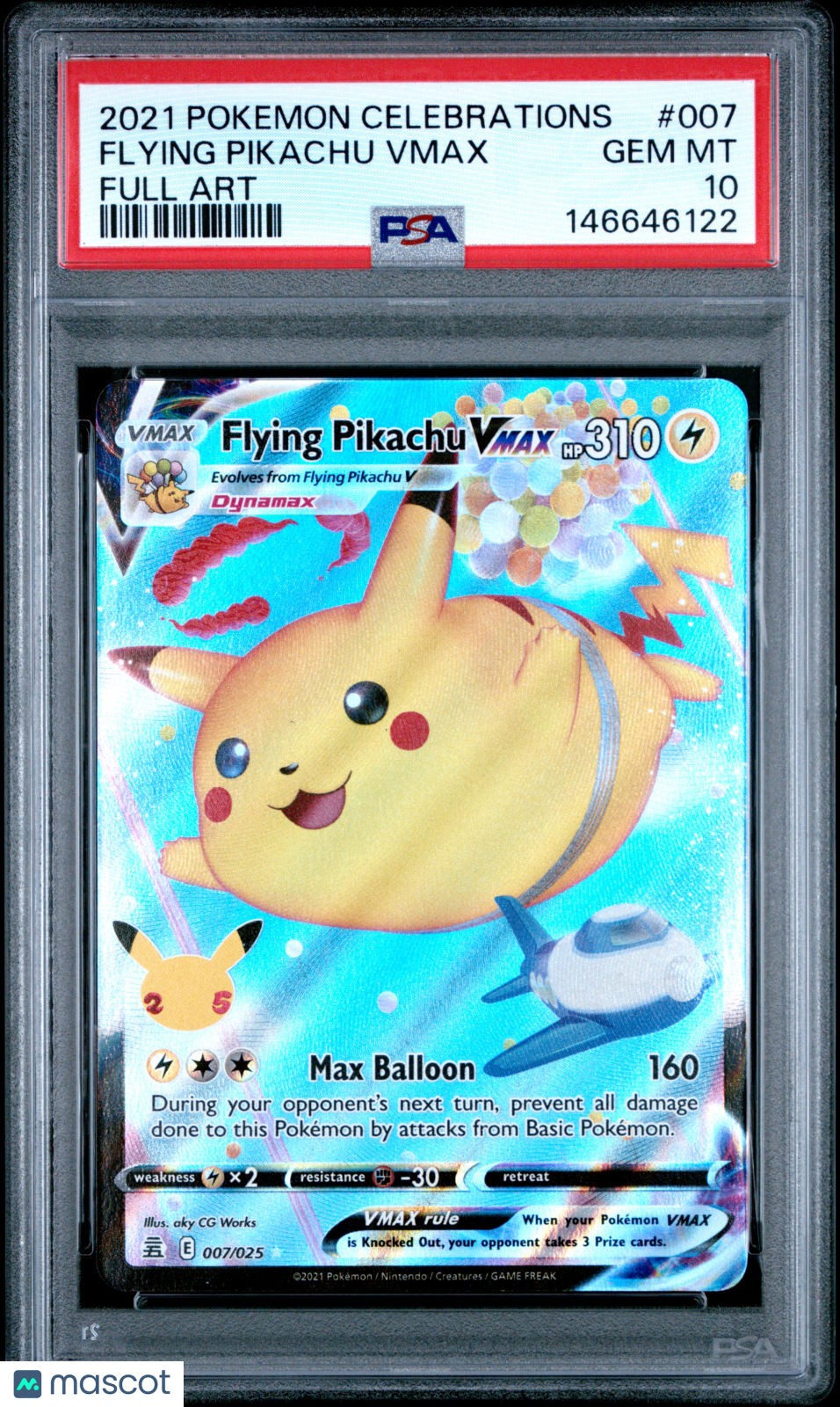 2021 Pokemon Celebrations Flying Pikachu VMAX #007 Full Art PSA 10