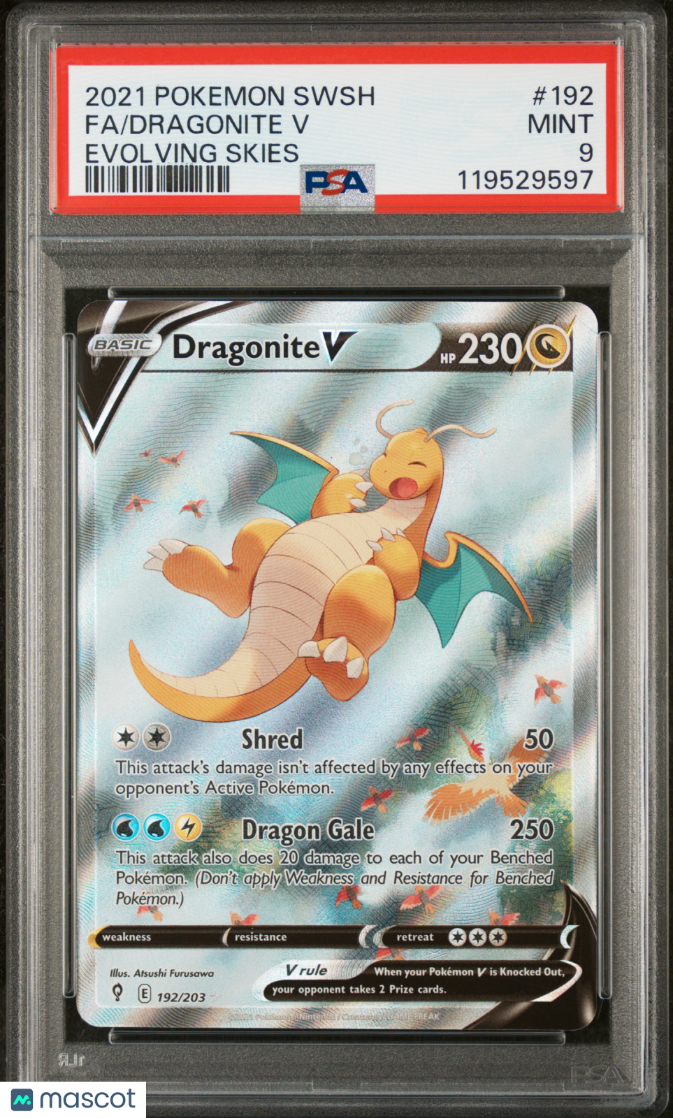2021 Pokemon Sword & Shield Evolving Skies Dragonite V #192 Evolving Skies Fa PSA 9