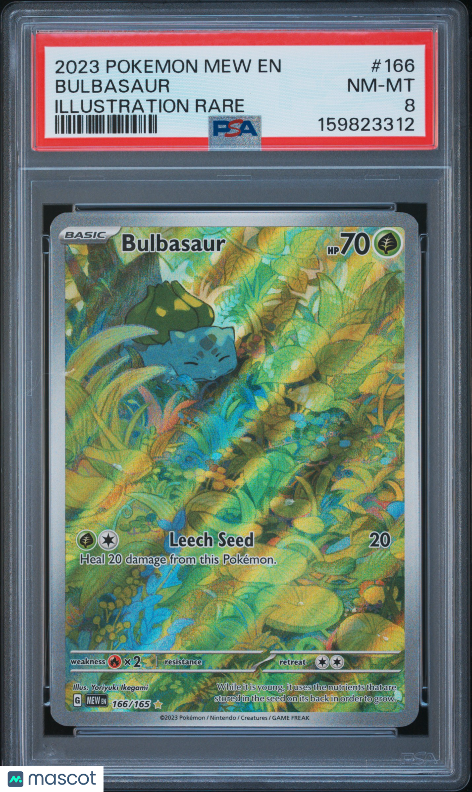 2023 Pokemon Mew EN-151 Bulbasaur #166 Illustration Rare PSA 8