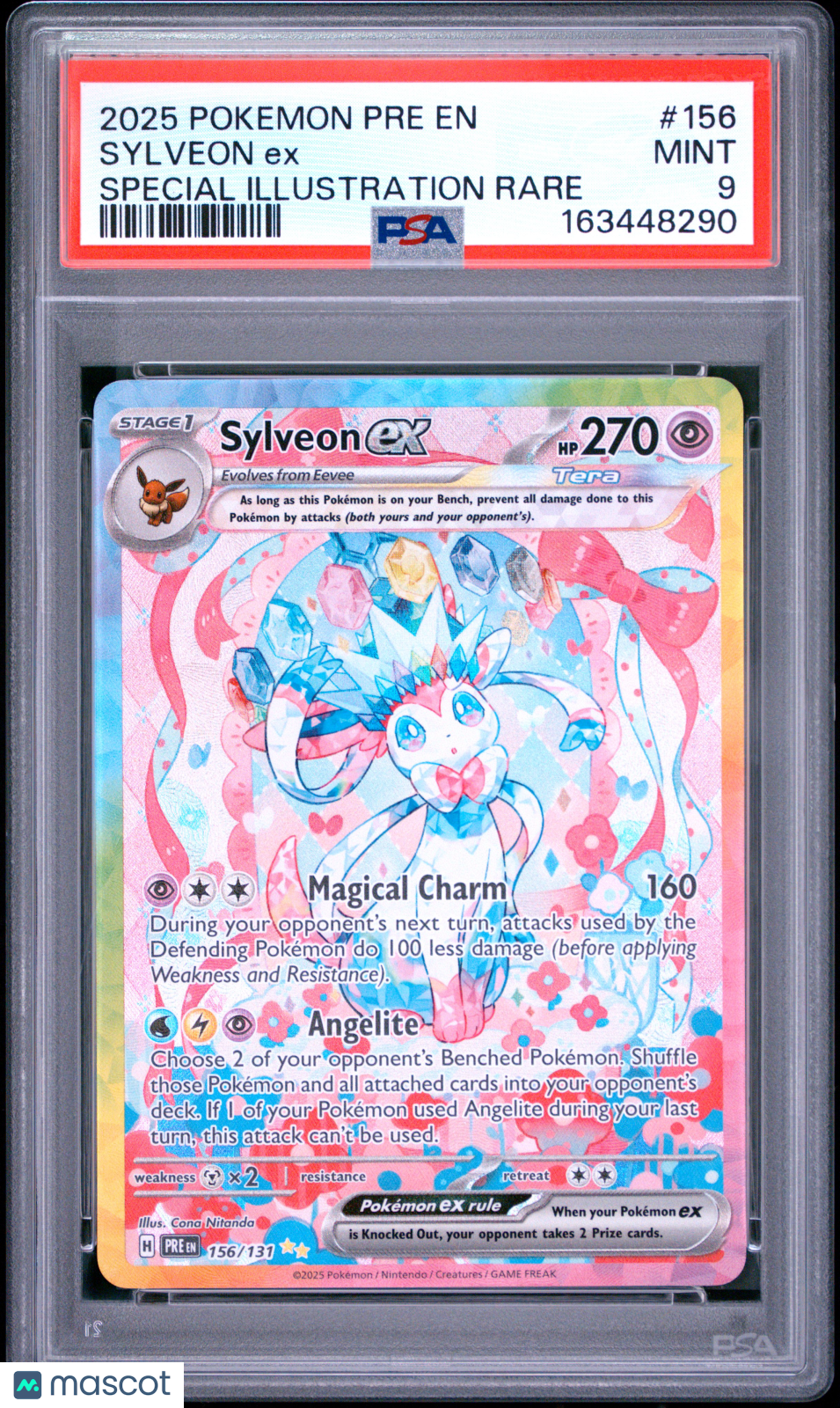 2025 Pokemon Pre EN-Prismatic Evolutions Sylveon EX #156 Special Illustration Rare PSA 9