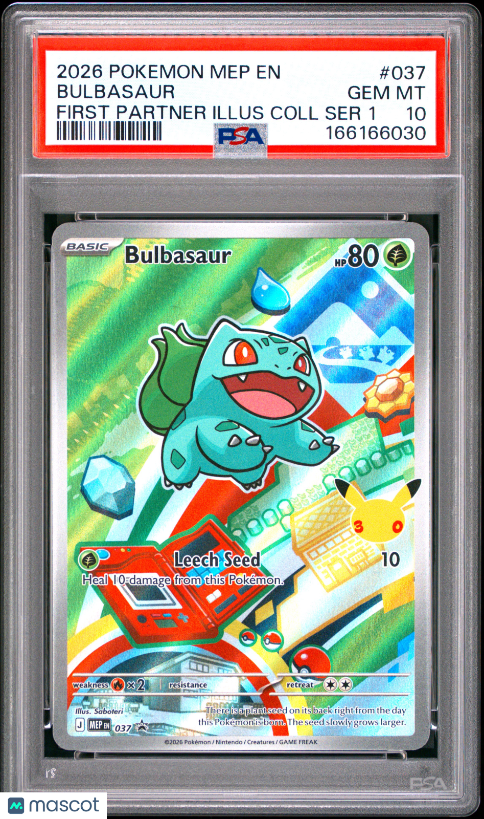 2026 Pokemon Mep EN-Me Black Star Promo Bulbasaur #037 First Partner Illus Coll Ser 1 PSA 10