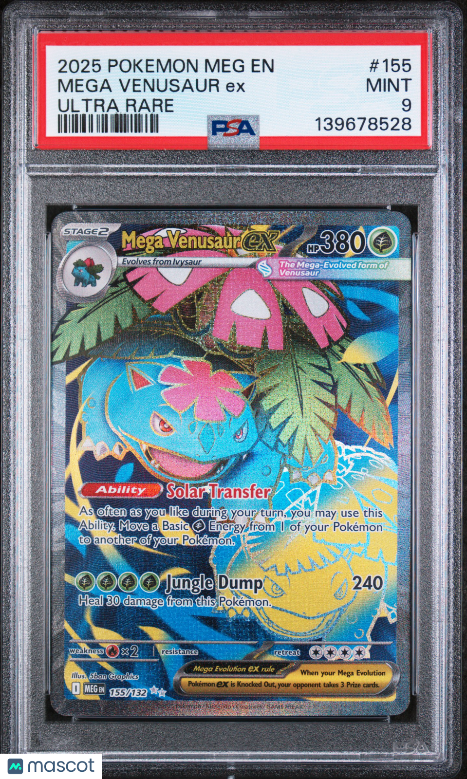 2025 Pokemon Meg EN-Mega Evolution Mega Venusaur EX #155 Ultra Rare PSA 9