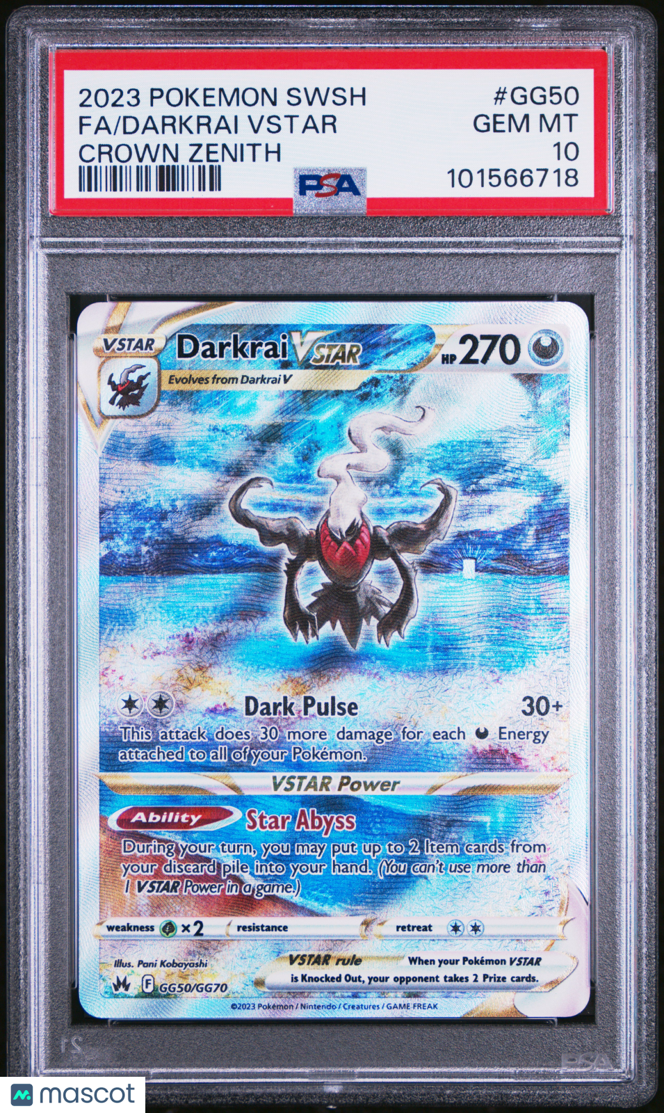 2023 Pokemon Sword And Shield Crown Zenith Darkrai VSTAR #GG50 Crown Zenith Fa PSA 10