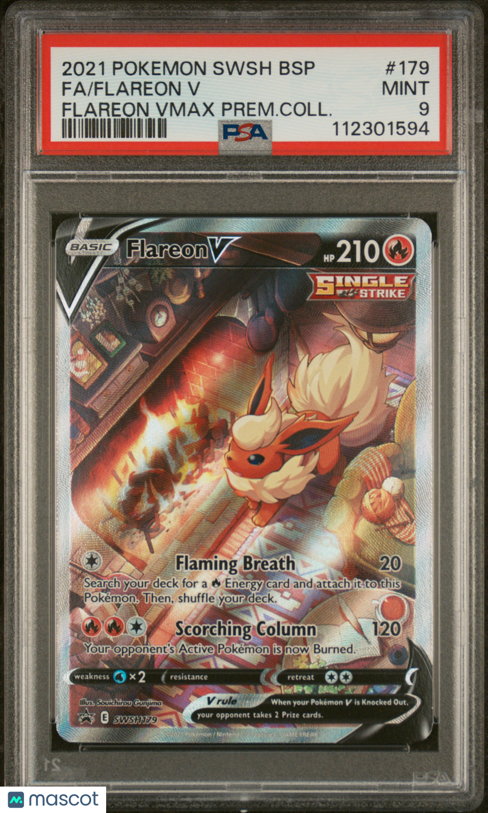 2021 Pokemon Swsh Black Star Promo Flareon V #179 Flareon VMAX Prem.Coll. Fa PSA 9