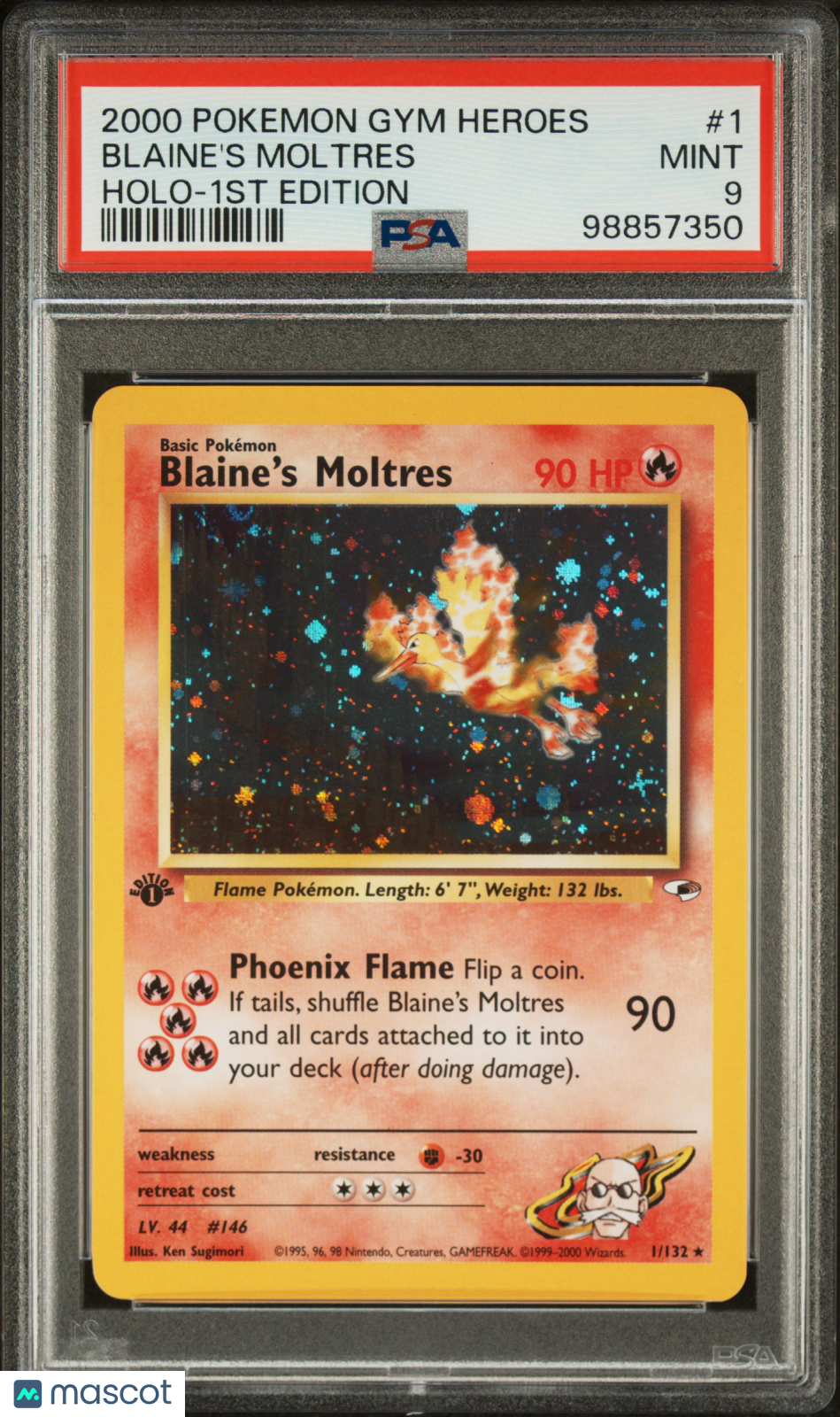 2000 Pokemon Gym Heroes Blaine's Moltres #1 Holo-1st Edition PSA 9