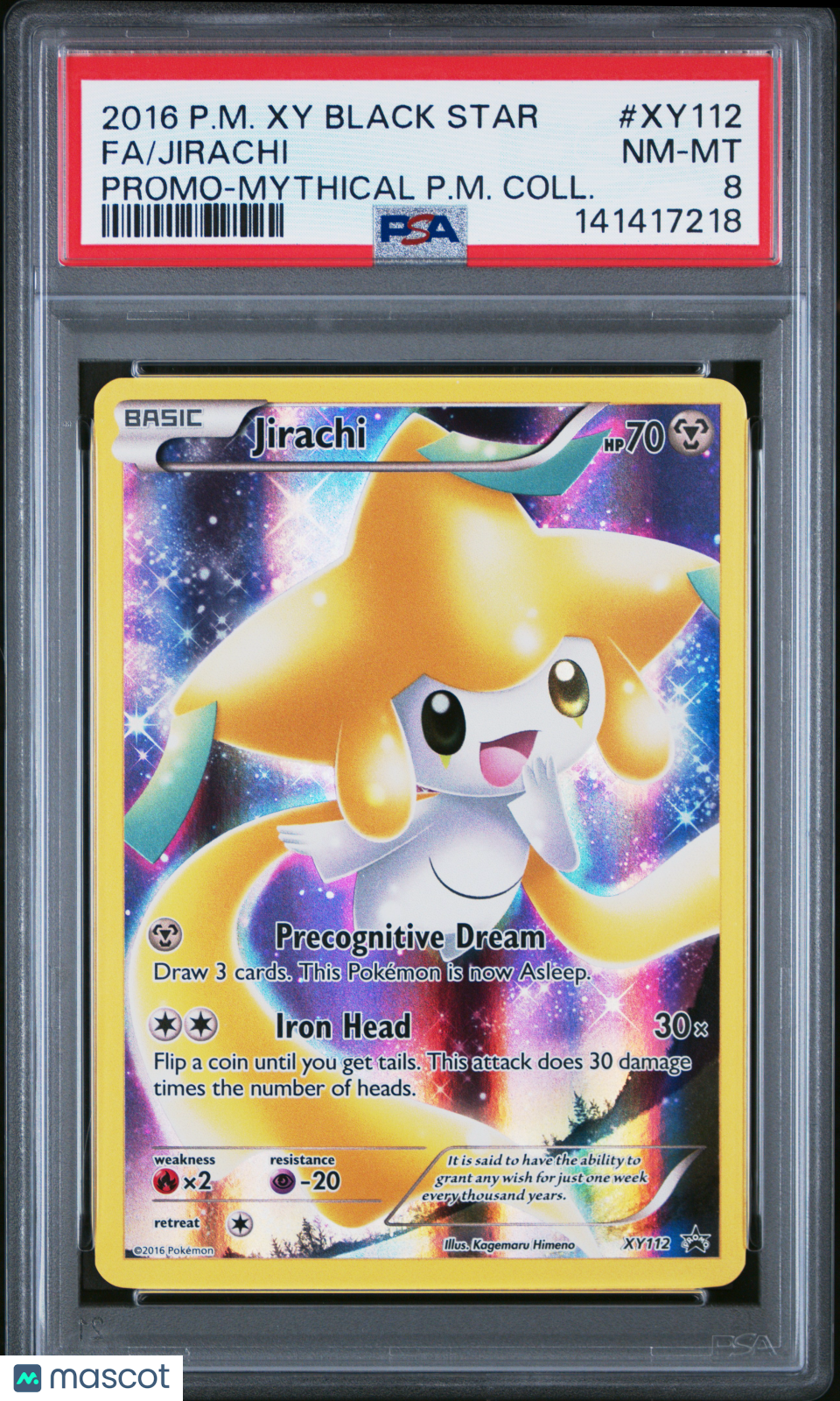 2016 Pokemon Xy Black Star Promo Jirachi #XY112 Fa Promo-Mythical P.M. Coll. PSA 8