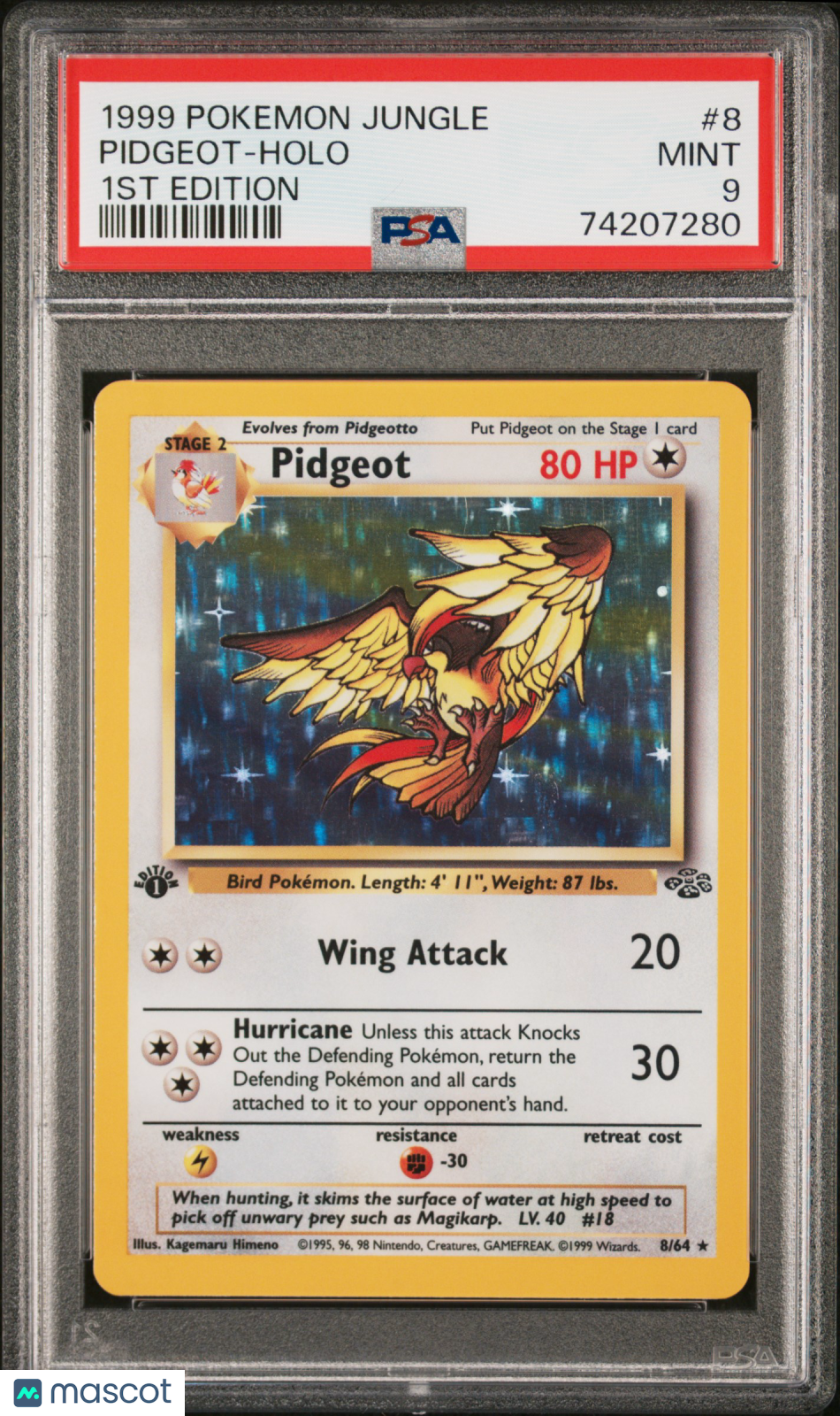 1999 Pokemon Jungle Pidgeot #8 1st Edition PSA 9