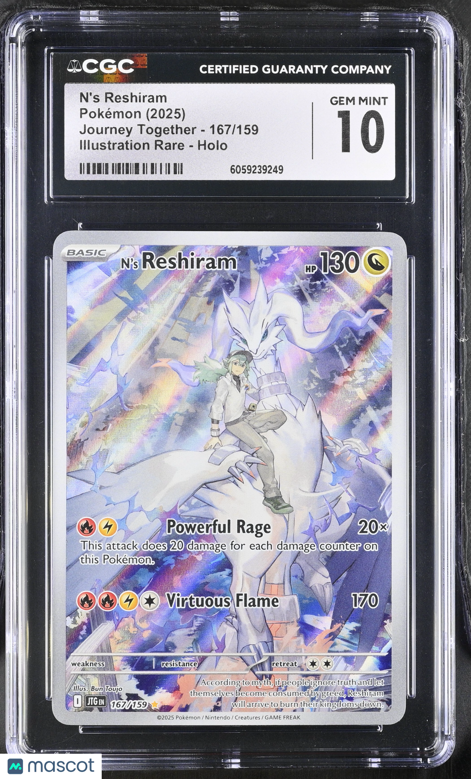 2025 Pokemon N's Reshiram #167/159 Illustration Rare CGC 10