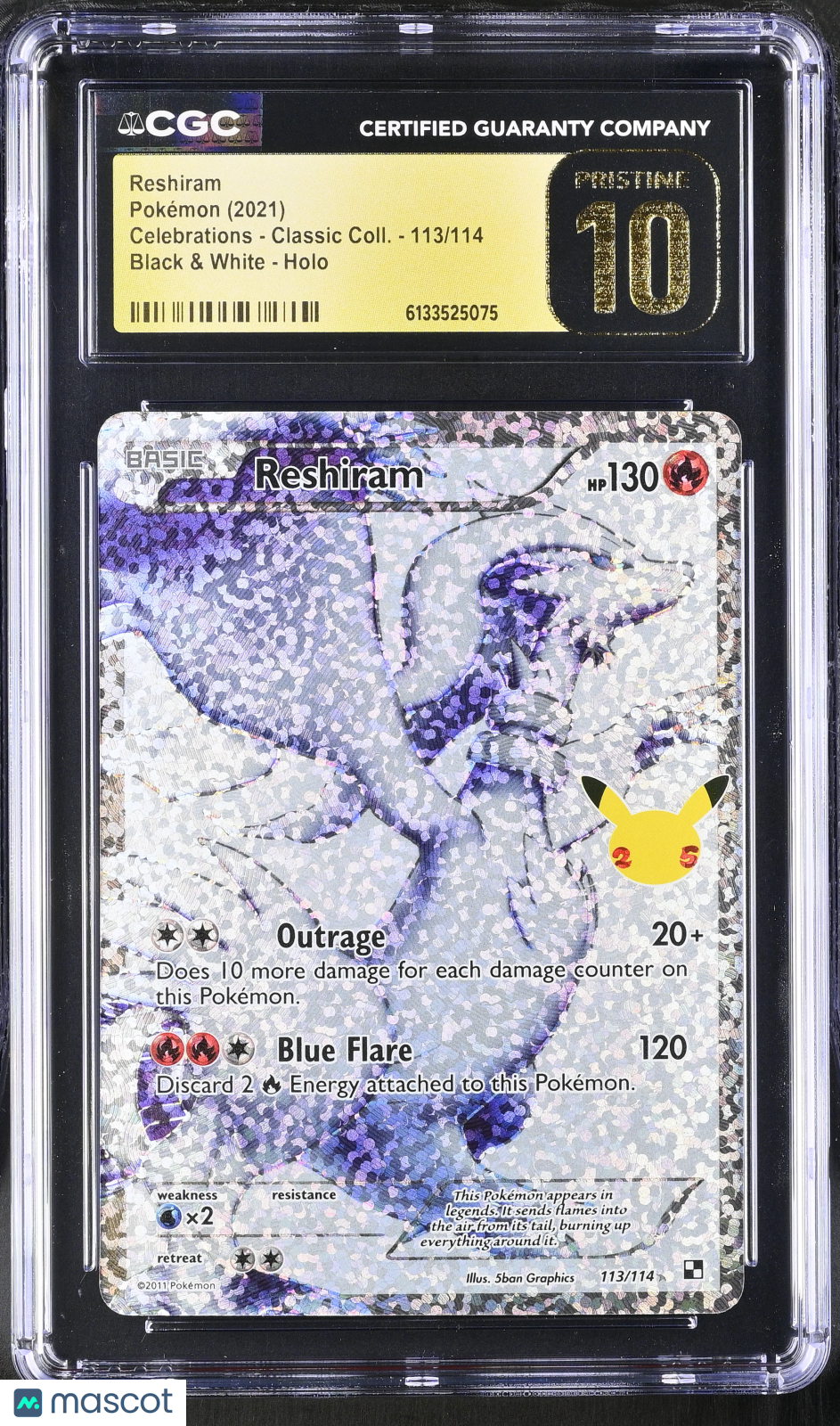 2021 Pokemon Reshiram #113/114 113/114 CGC 10