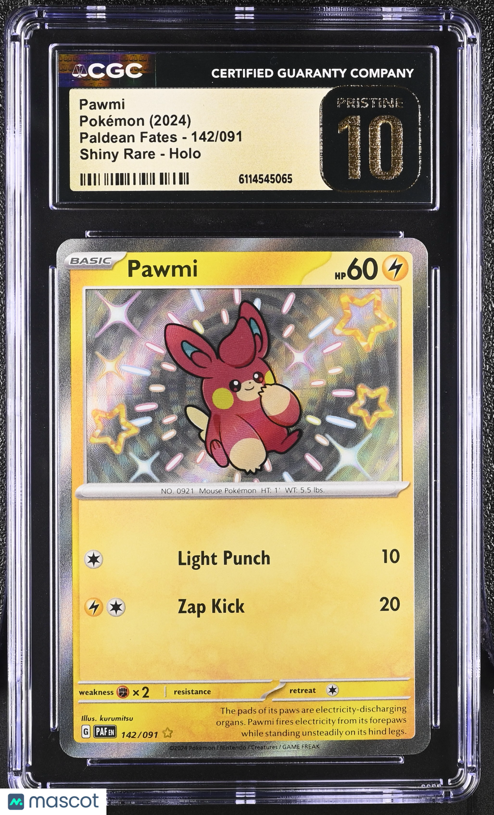 2024 Pokemon Pawmi #142/091 Shiny Rare CGC 10
