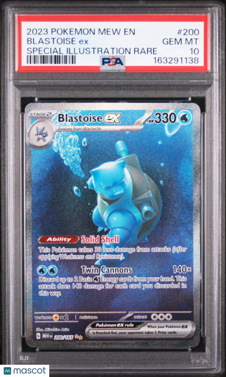 2023 Pokemon Mew EN-151 Blastoise EX #200 Special Illustration Rare PSA 10