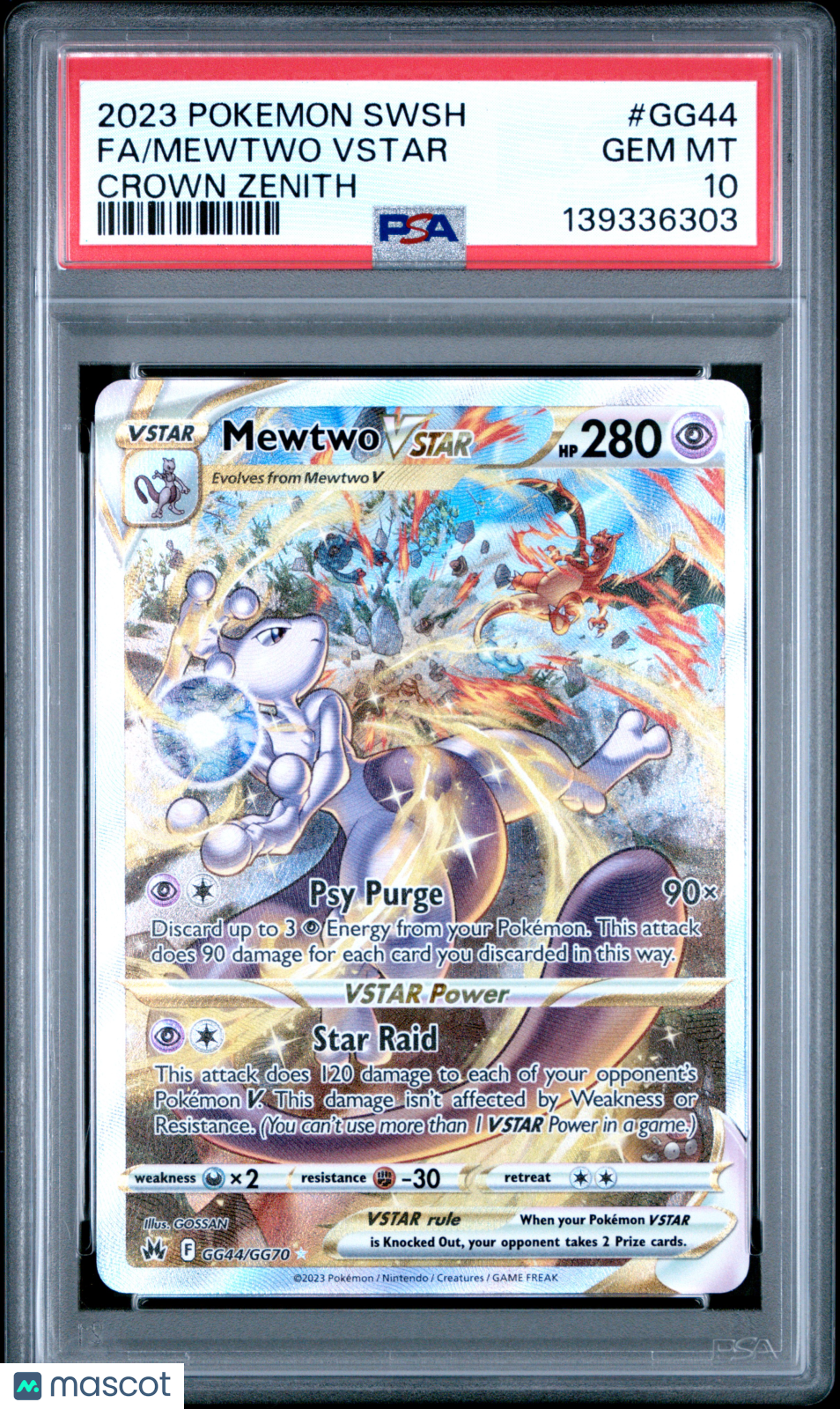 2023 Pokemon Sword And Shield Crown Zenith Mewtwo VSTAR #GG44 Crown Zenith Fa PSA 10