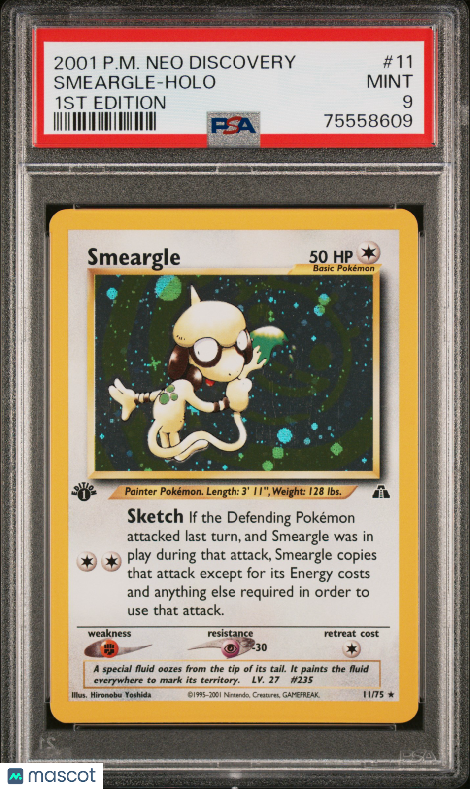 2001 Pokemon Neo Discovery Smeargle #11 1st Edition PSA 9