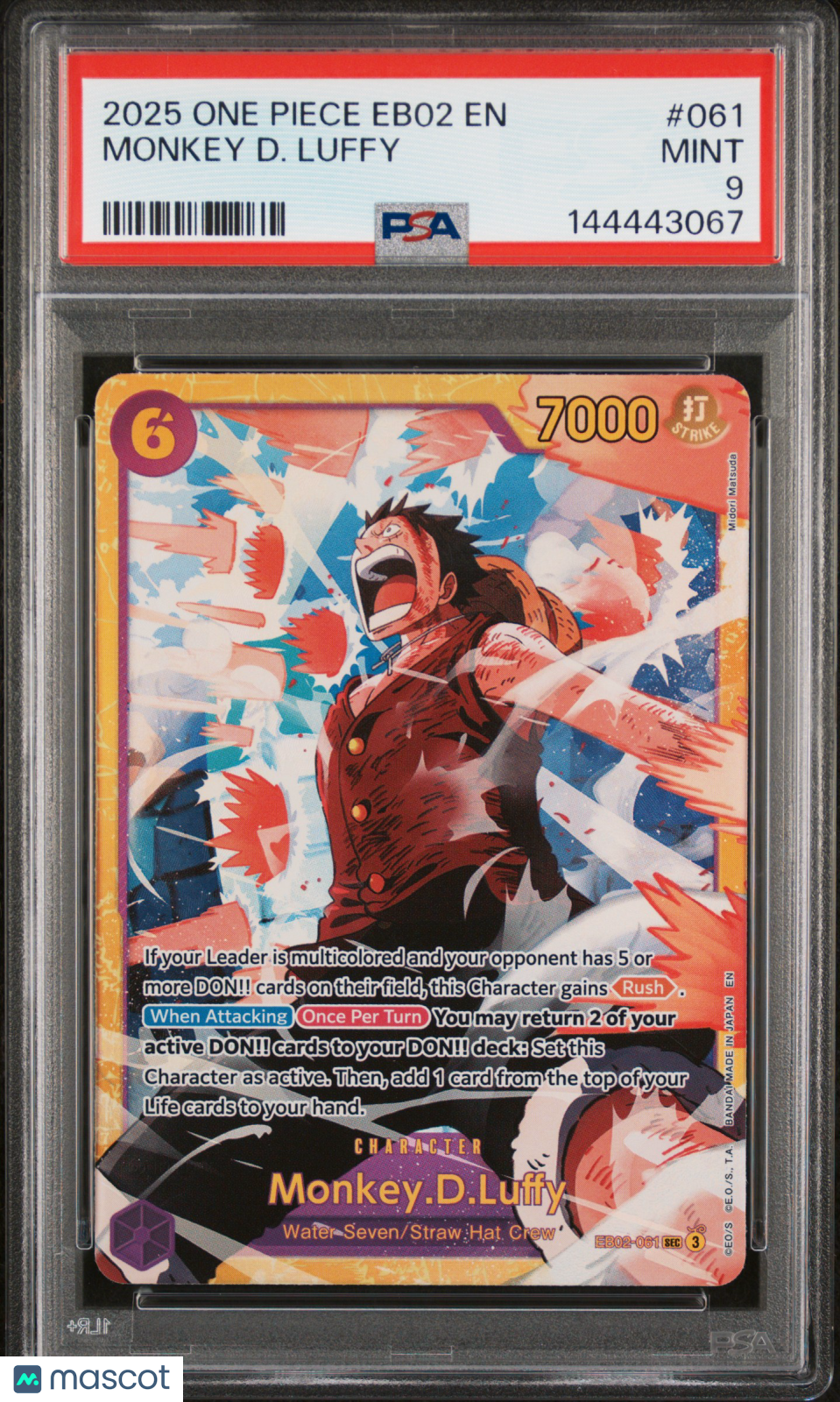 2025 OP Eb02-Extra Booster -Anime 25th Collection- Monkey D. Luffy PSA 9 #061