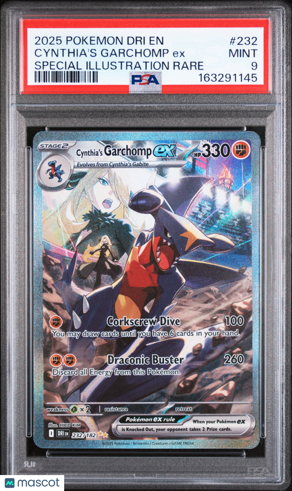 2025 Pokemon Dri EN-Destined Rivals Cynthia's Garchomp EX #232 Special Illustration Rare PSA 9