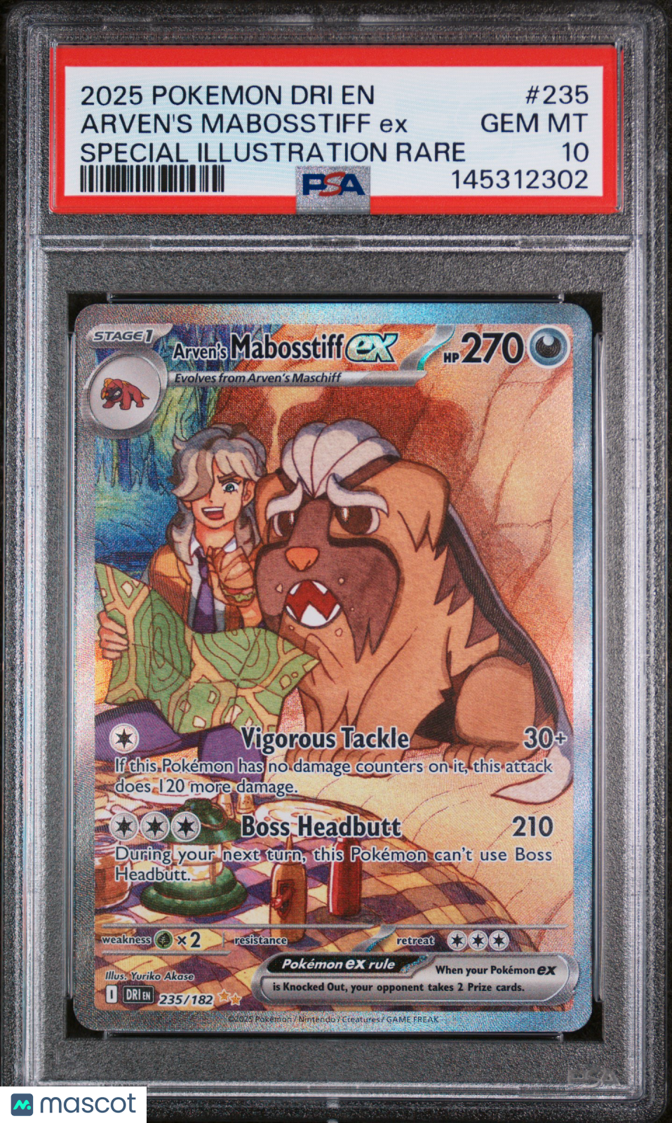 2025 Pokemon Dri EN-Destined Rivals Arven's Mabosstiff EX #235 Special Illustration Rare PSA 10