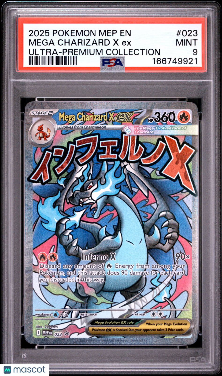 2025 Pokemon Mep EN-Me Black Star Promo Mega Charizard X EX #023 Ultra-Premium Collection PSA 9