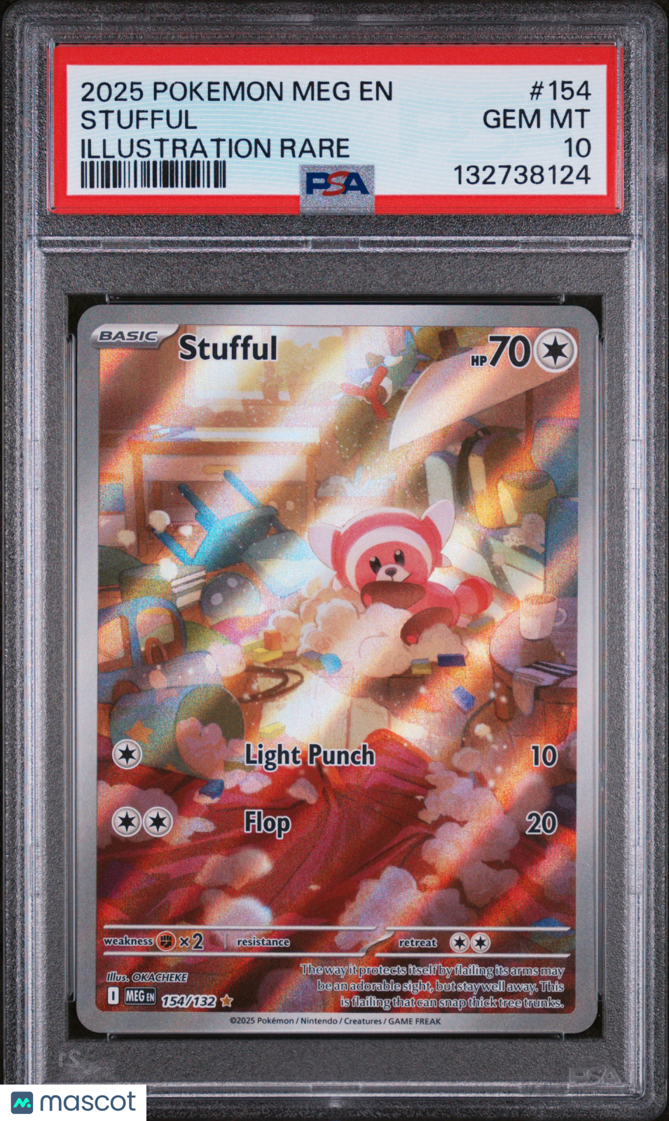 2025 Pokemon Meg EN-Mega Evolution Stufful #154 Illustration Rare PSA 10