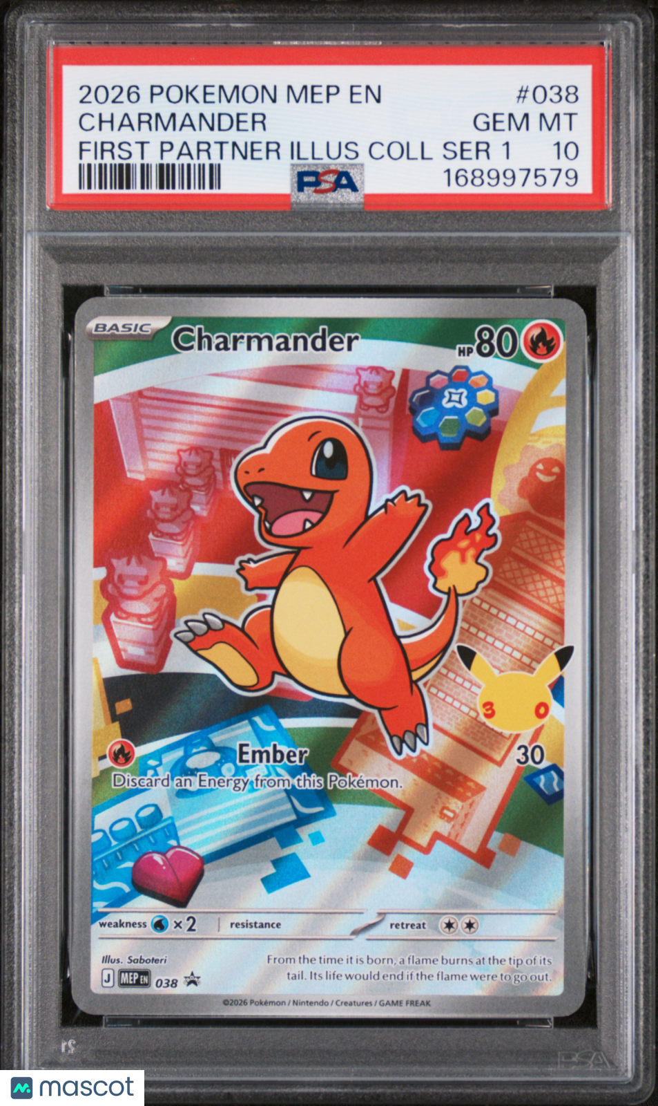 2026 Pokemon Mep EN-Me Black Star Promo Charmander #038 First Partner Illus Coll Ser 1 PSA 10